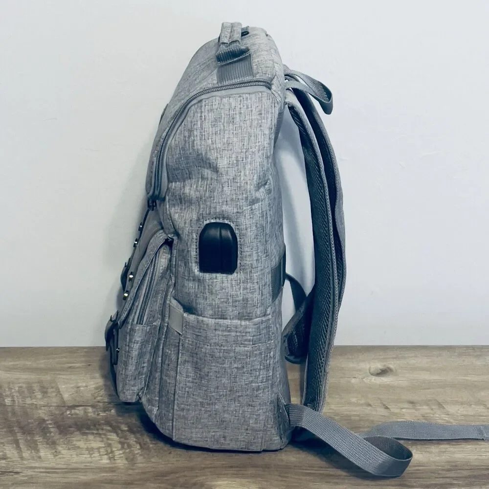 YALUNDISI Vintage Backpack Travel Laptop Backpack with usb Gray Greay NWOT - Picture 6 of 14